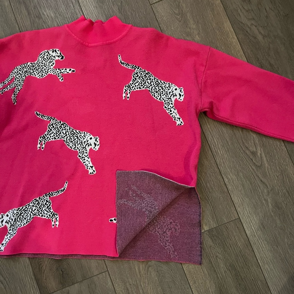 Pink Sweater with Leopard Print